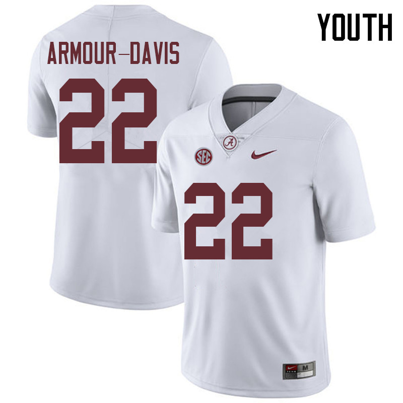 Alabama Crimson Tide Youth Jalyn Armour-Davis #22 White NCAA Nike Authentic Stitched 2018 College Football Jersey US16I56UQ